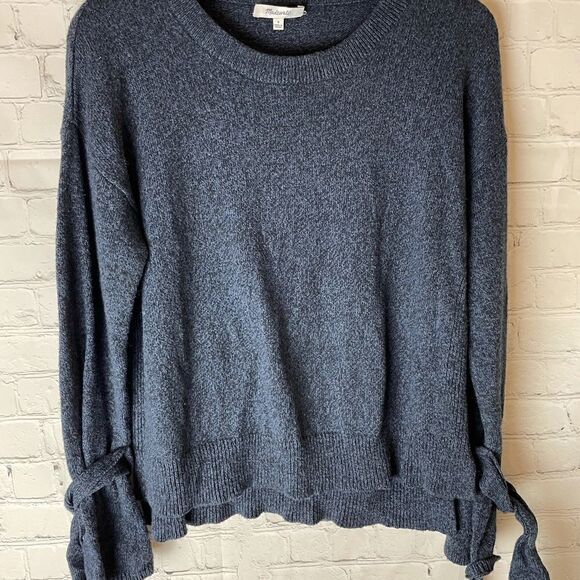 Madewell Tie-Cuff Pullover Sweater Small Blue/Gray - Picture 10 of 12